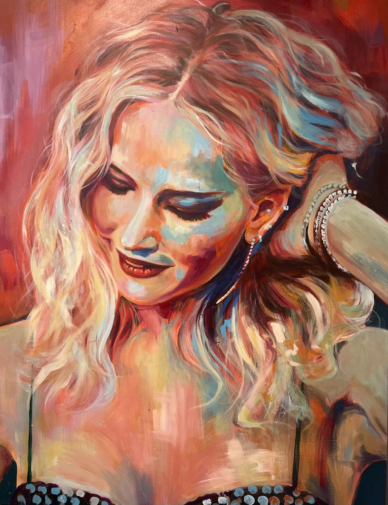 Colorful acrylic portrait painting by Rakesh Ranjan