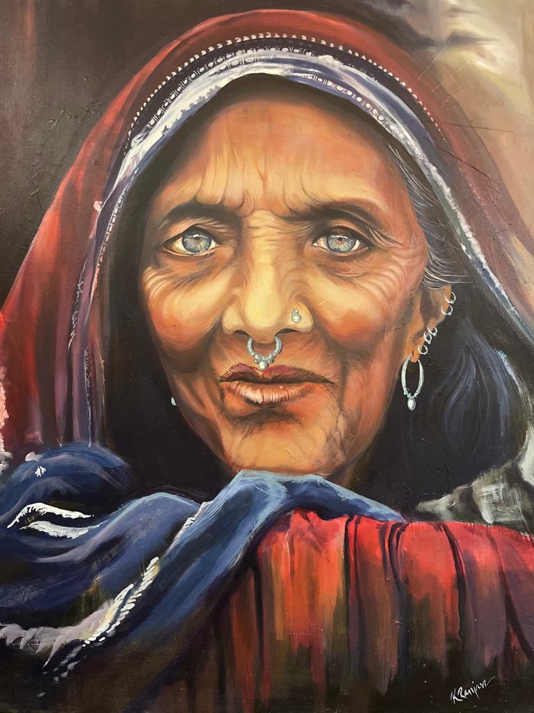 Realistic acrylic portrait painting by Rakesh Ranjan